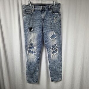 Aeropostale Jeans Mens 34x32 Blue Acid Wash Athletic Skinny Distressed Stretch